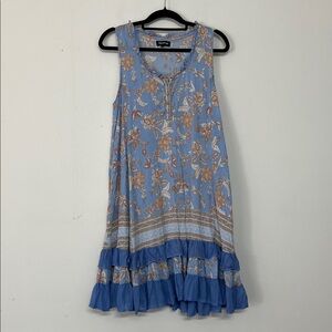 ⭐️ Raindrops Boho Flirty Floral Lace Ruffle Sleeveless Shift Dress women size S